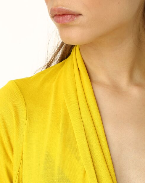 Gilet long à manches 3/4 jaune