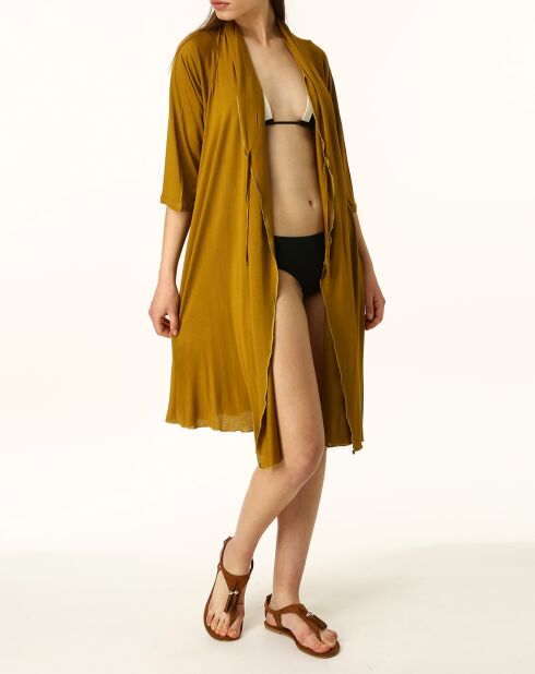 Gilet long à manches 3/4 bronze