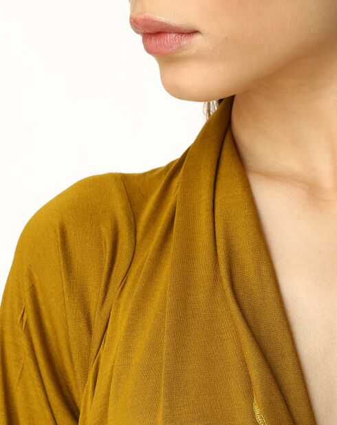 Gilet long à manches 3/4 bronze