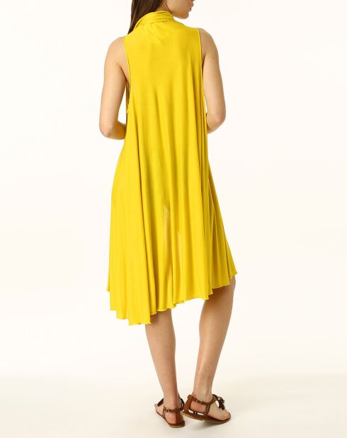 Gilet long sans manches jaune