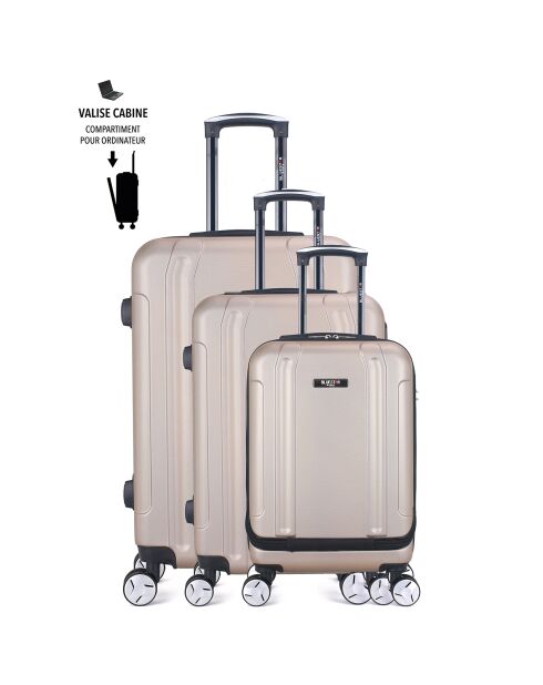 3 Baltimore 55/65/75 cm gouden koffers met 4 wielen