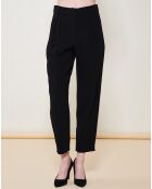 Pantalon 100% Laine Vierge taille haute avec plis noir