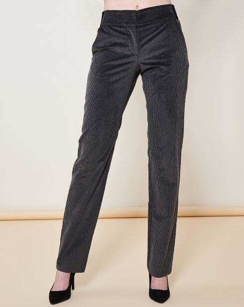 Pantalon coupe droite en Velours gris foncé