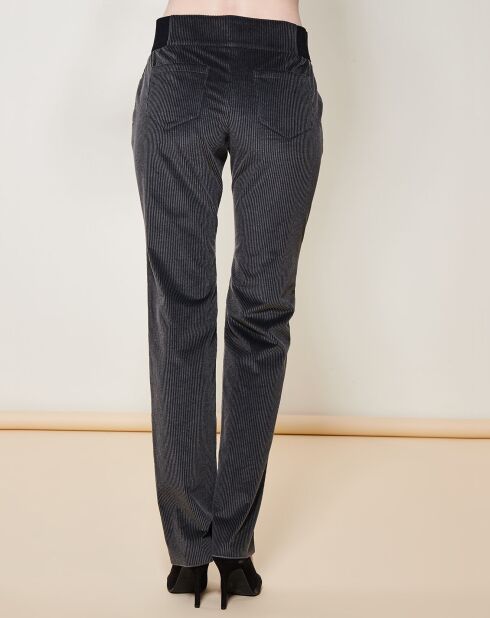 Pantalon coupe droite en Velours gris foncé