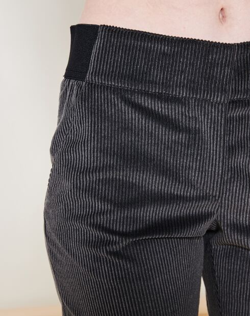 Pantalon coupe droite en Velours gris foncé