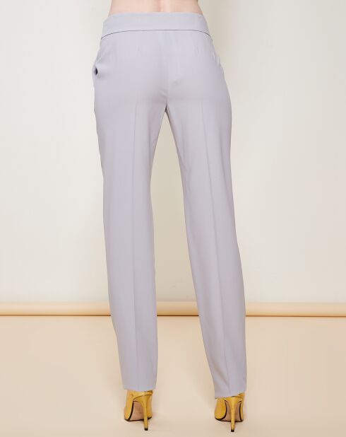 Pantalon 100% Laine Vierge à bouton fantaisie gris clair