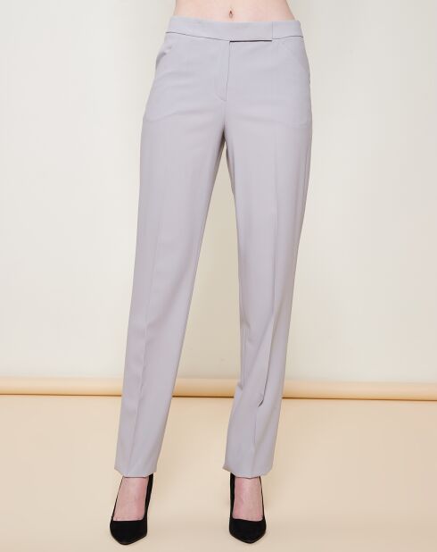 Pantalon coupe droite en Laine Vierge gris clair