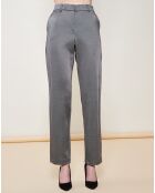 Pantalon coupe droite évasée satiné gris foncé