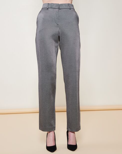Pantalon coupe droite évasée satiné gris foncé