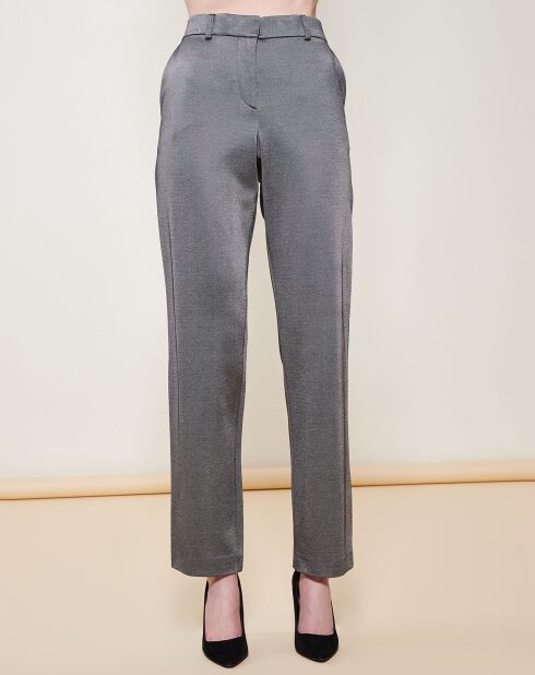 Pantalon coupe droite évasée satiné gris foncé