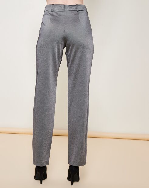 Pantalon coupe droite évasée satiné gris foncé
