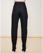 Pantalon façon sarouel imprimé fantaisies contrastantes noir/gris foncé