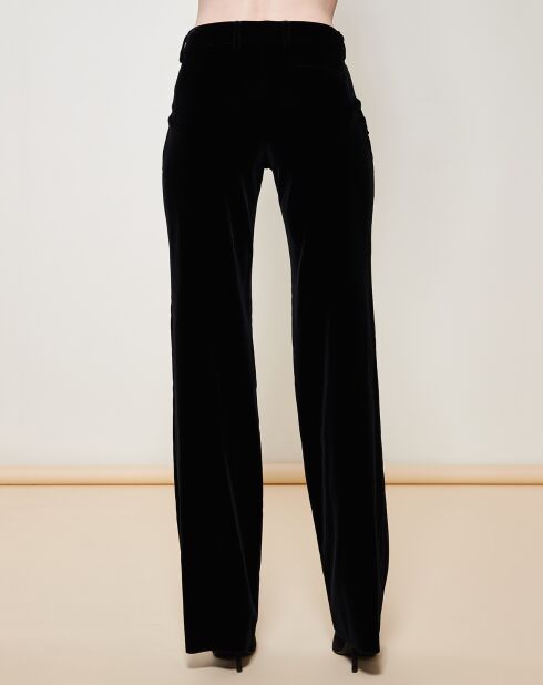 Pantalon coupe droite évasée en Velours noir