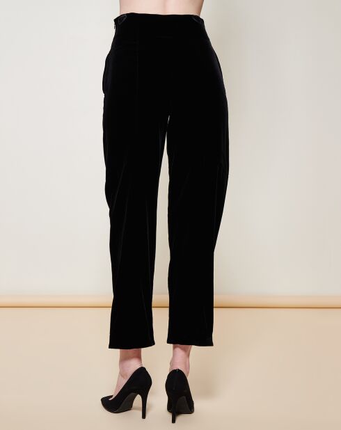 Pantalon en Velours avec fente à la base noir