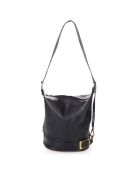 Sac seau en Cuir Emeline noir - 30x27x18 cm