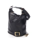 Sac seau en Cuir Emeline noir - 30x27x18 cm