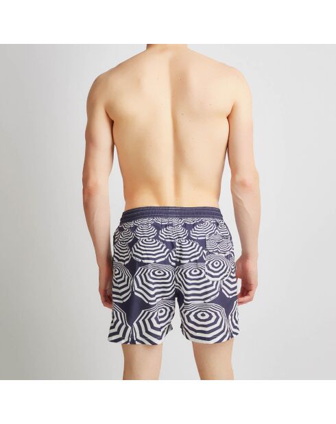 Pantaloncini da bagno blu scuro/bianchi con stampa Parasol