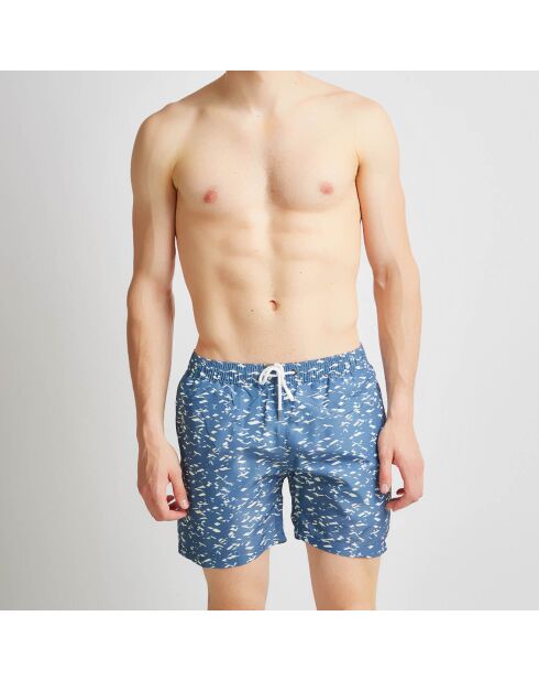Short de bain Print bleu/blanc