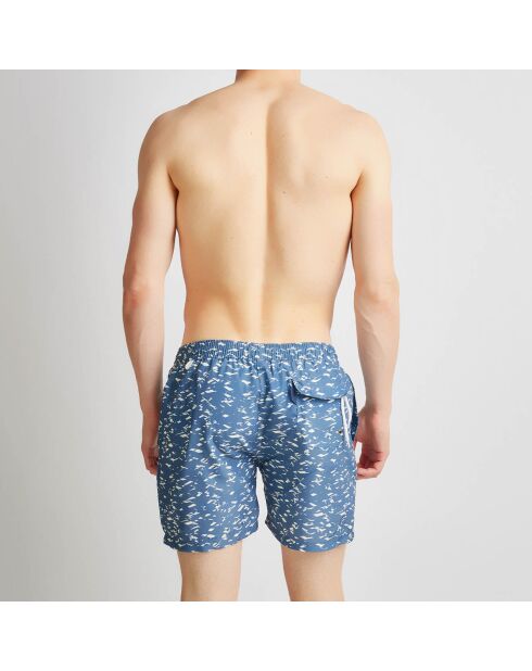 Short de bain Print bleu/blanc