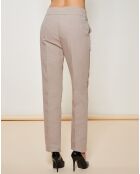 Pantalon droit ceinture bouton fantaisie beige