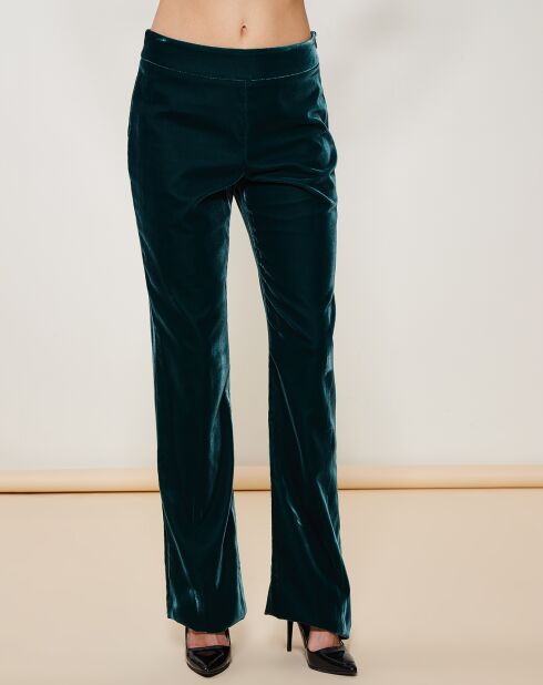Pantalon coupe évasée en Velours vert