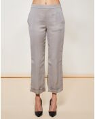 Pantalon 7/8 100% Soie uni gris clair