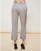 Pantalon 7/8 100% Soie uni gris clair