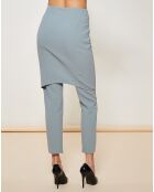 Pantalon-Jupe en Laine Vierge mélangée  bouton fantaisie bleu vert