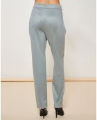 Pantalon texturé en Velours ceinture à nouer bleu/gris