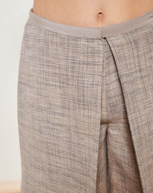 Short-Jupe 100% Lin taupe