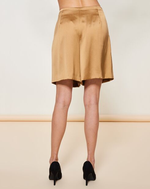 Short 100% Soie plissé doré