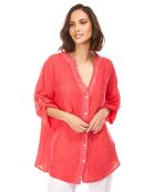 Chemise à dentelle 100% Lin Alix framboise