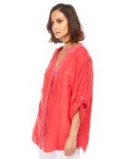Chemise à dentelle 100% Lin Alix framboise