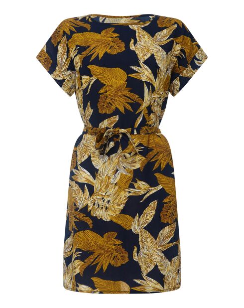 Robe imprimée marine/moutarde
