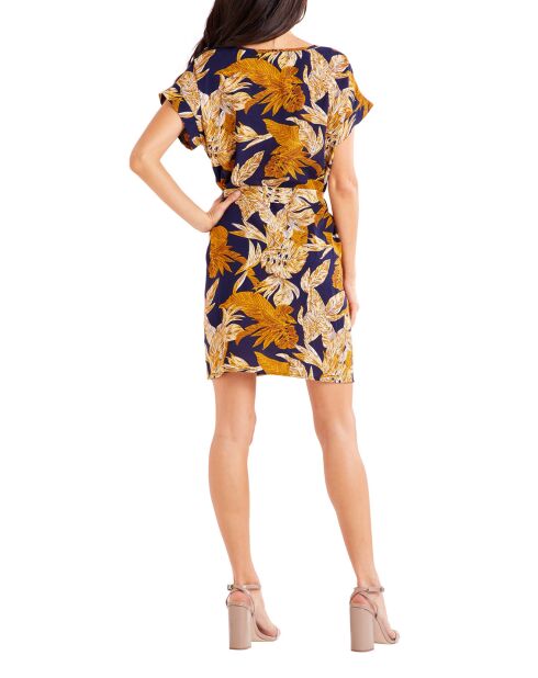 Robe imprimée marine/moutarde