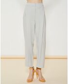 Pantalon évasée 7/8 avec plis d'aisances gris clair