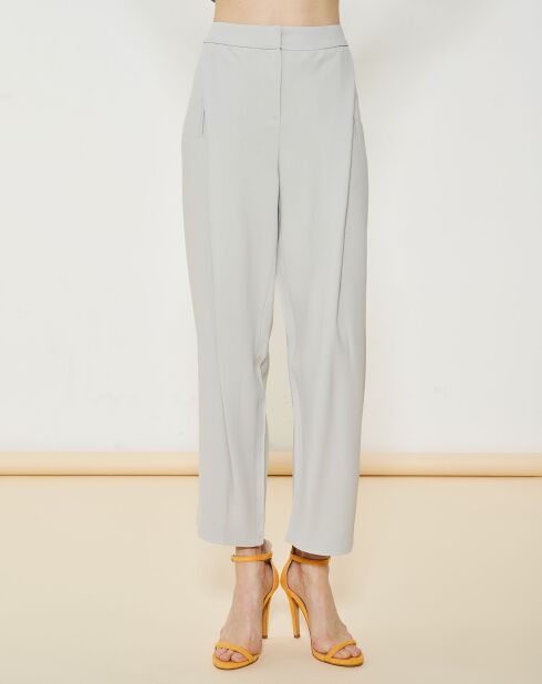 Pantalon évasée 7/8 avec plis d'aisances gris clair