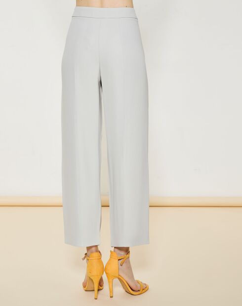 Pantalon évasée 7/8 avec plis d'aisances gris clair