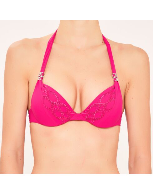 Haut de maillot de bain Triangle à coques fuchsia