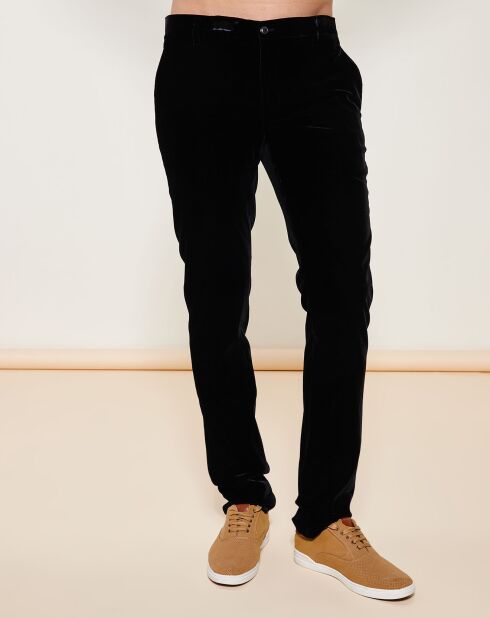 Pantalon coupe slim en velours noir