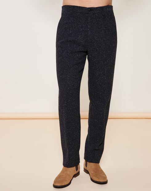 Pantalon coupe slim noir chiné