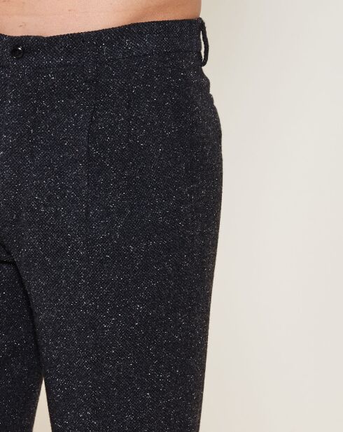 Pantalon coupe slim noir chiné