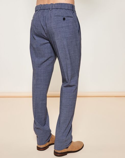 Pantalon coupe slim en laine mélangé gris chiné