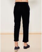 Pantalon droit cheville en velours Bleu corbeau