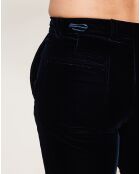 Pantalon droit cheville en velours Bleu corbeau