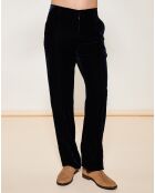 Pantalon coupe droite en velours bleu foncé