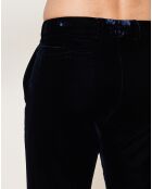 Pantalon droit en velours de cuir Bleu foncé