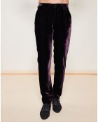 Pantalon droit en Velours uni avec plis d'aisances violet