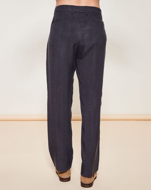 Pantalon coupe droite fluide gris foncé