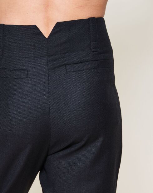 Pantalon 100% Laine imprimé fines rayures gris foncé